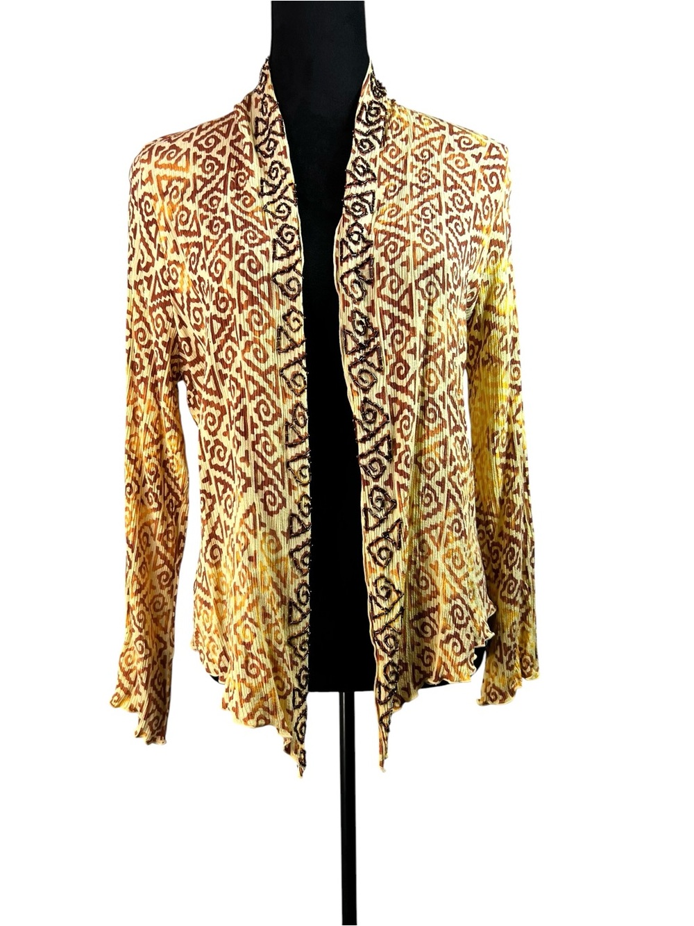 Vintage Soft Surroundings Cardigan Beaded Long Sleeve Tribal Size S Boho Indie